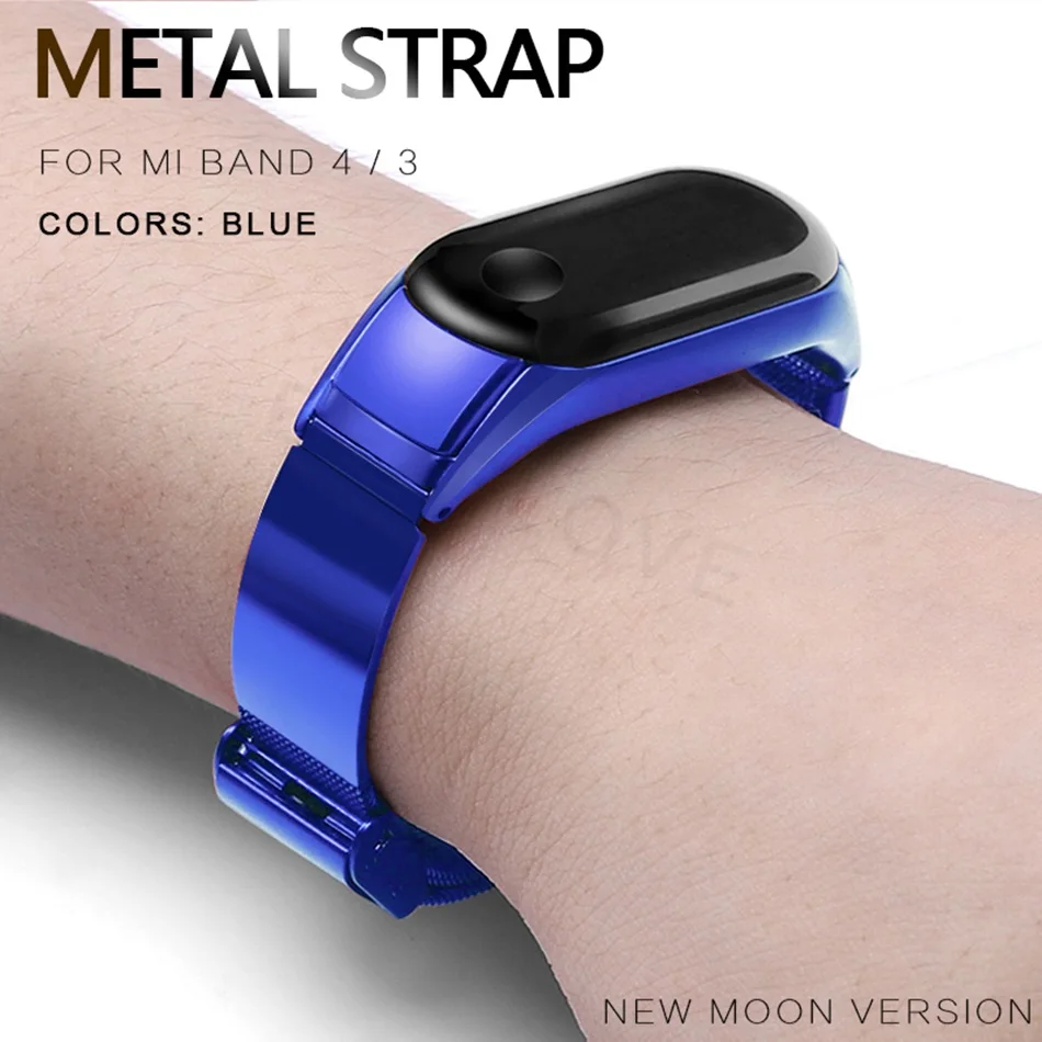 New Moon 021F Браслет mi Band 4 3 ремешок металлический Безвинтовой ремешок из нержавеющей стали для Xiaomi mi Band 4 3 ремешок mi band 4 3 ремешок для браслета - Цвет: New Moon 021F