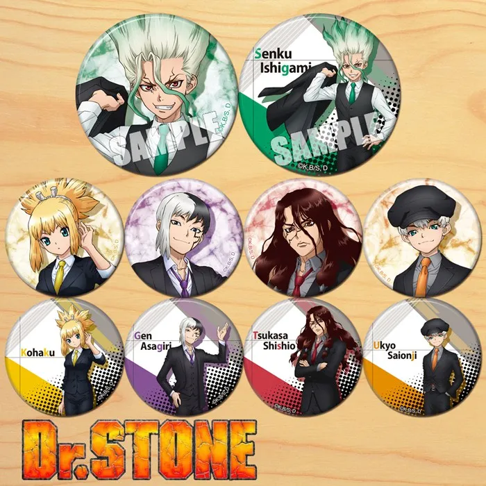 

Anime Dr.STONE Senku Gen Kohaku Tsukasa 58mm Figure Badge Round Brooch Pin Gifts Kids Collection Toy