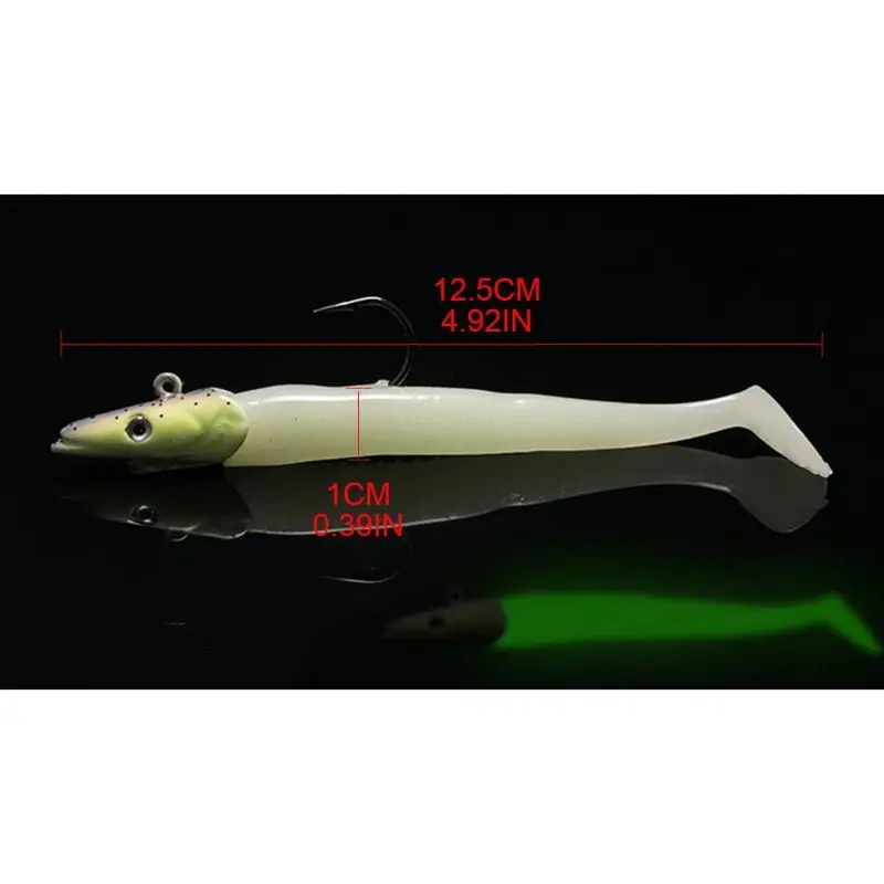 

5 Pcs Luminous Soft Fishing Lure Simulation Fish Bait with Hard Metal Jig Hook for Trout Bass Salmon Entertainment Fish