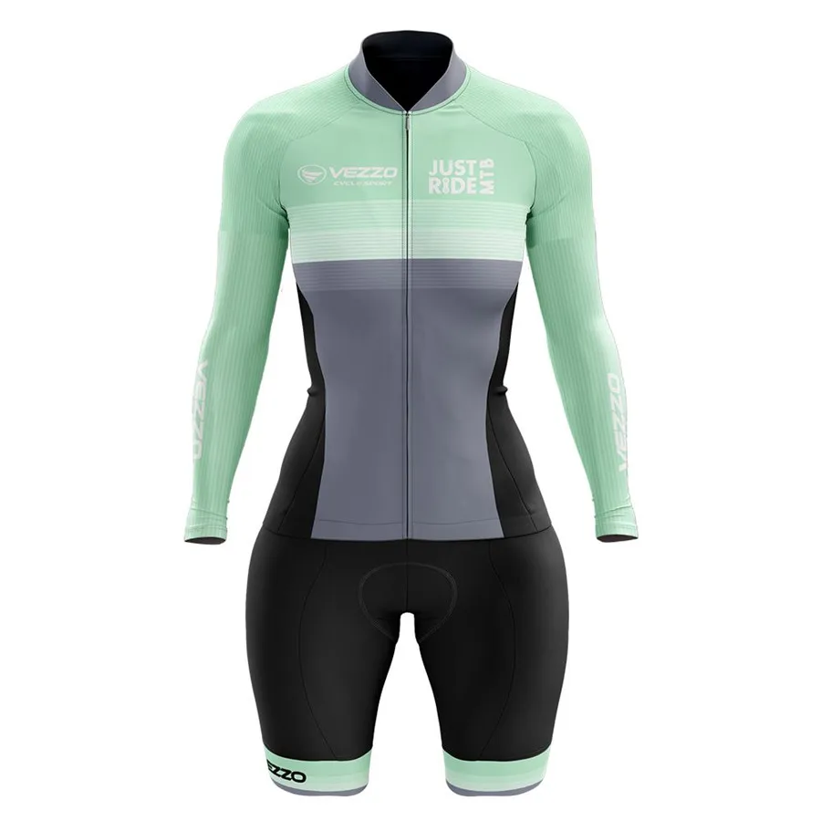 VEZZO длинный рукав облегающий костюм для женщин Триатлон велосипед дорожный