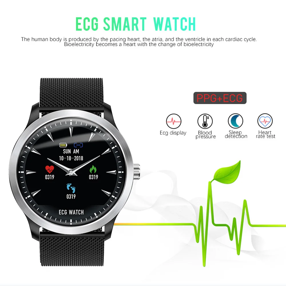 ELFTEAR N58 Смарт-часы для мужчин IP67 Водонепроницаемый ECG 3D UI старая мода стабильный чип сообщение напоминание долгого ожидания Быстрая зарядка