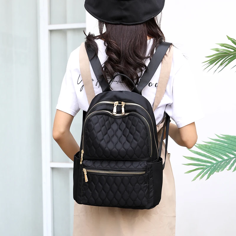 

Fashion Diamond Lattice Women Backpack Durable Fabric Nylon Backpack Pretty Style Girls School Backpack Female Travel Backpack