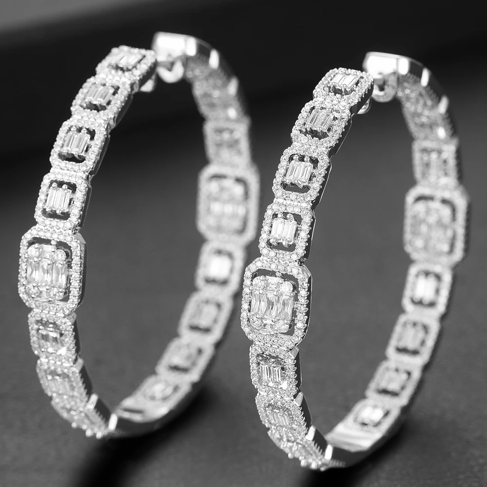 

LARRAURI 4colors Women Hoop Earrings Elegant Trendy Cubic Zircon Wedding Bridal Big Statement DUBAI Earrings Fashion Jewelry
