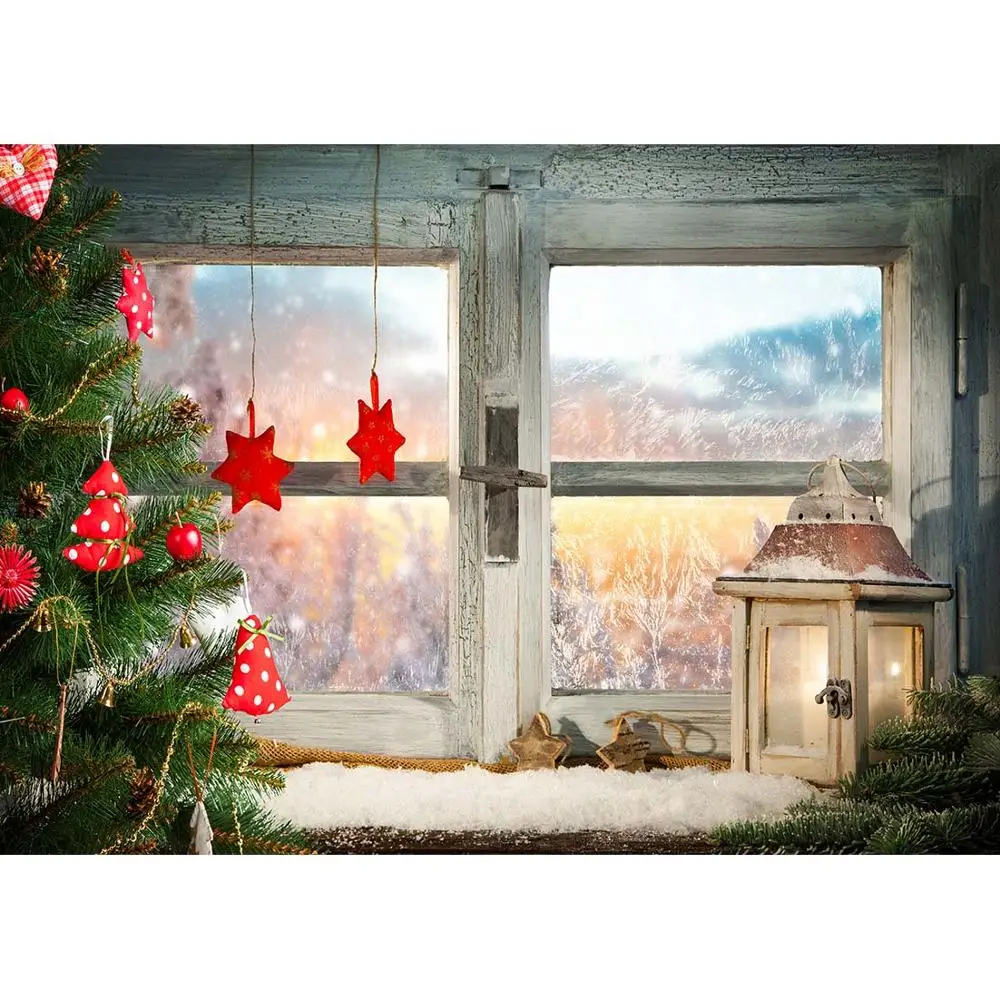 Рождественская елка окно виниловые тканевые фотографии фоны Портретные