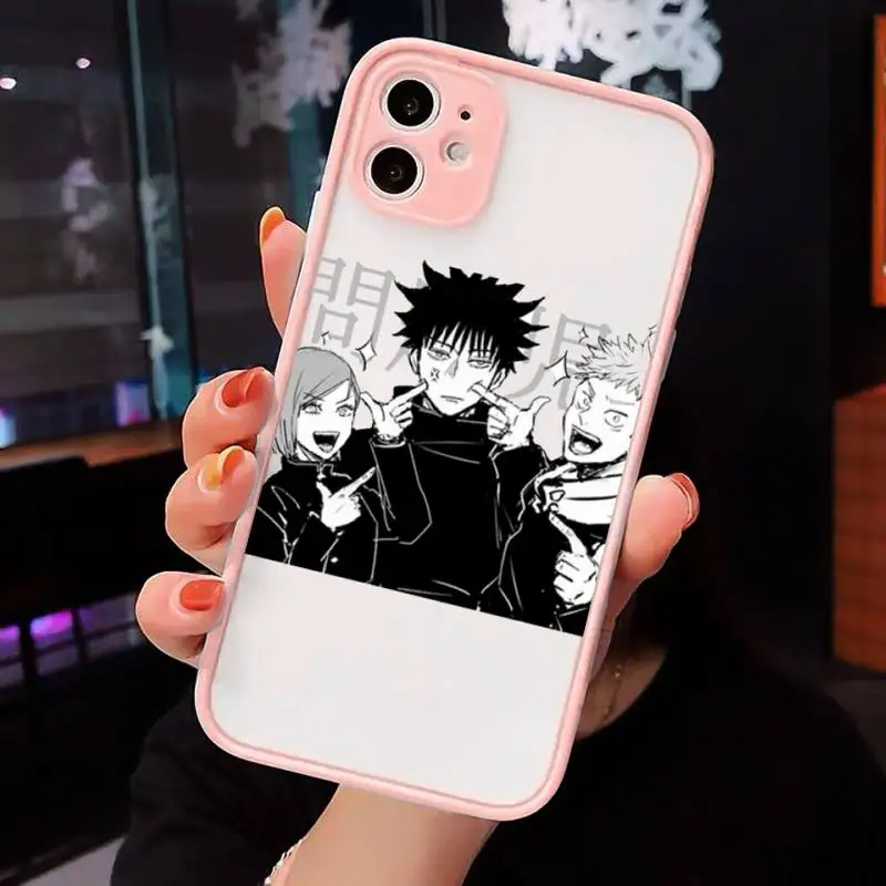

Japanese Anime Jujutsu Kaisen Phone Case Pink matte transparent For iPhone 7 8 x xs xr 11 12 pro plus max mini Clear Funda