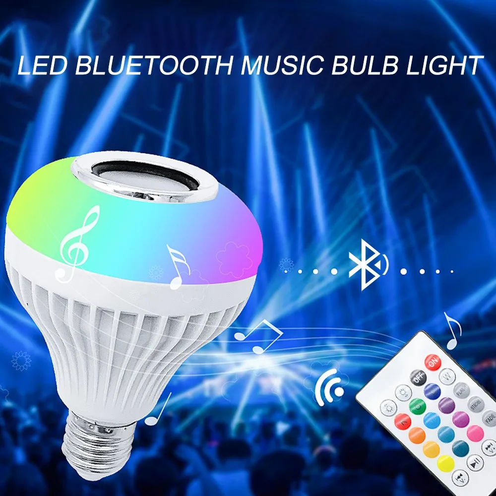 

LED Bulb Music Wireless Bluetooth Remote Control Speaker Color-changing Light Bulb For Party Bar Smart Home Lighting 12W E27
