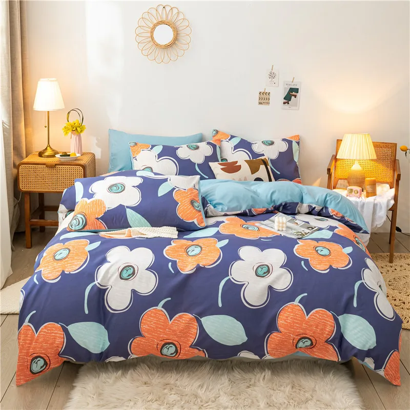 

For Home Bed Linen Cotton Brushed Aloe Cotton Four-piece Set of Personalized Fashion Printing Bedding Dormitory Three-piece Set