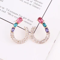 lubov left and right symmetry women hollow leaf shape gold 16 colors opal resin stud earrings jewelry 2020
