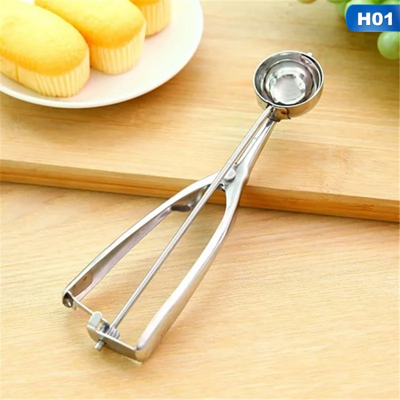 

4CM 5CM 6CM Kitchen Ice Cream Mash Potato Scoop Stainless Steel Spoon Spring Handle Kitchen Accessories Wholesale New