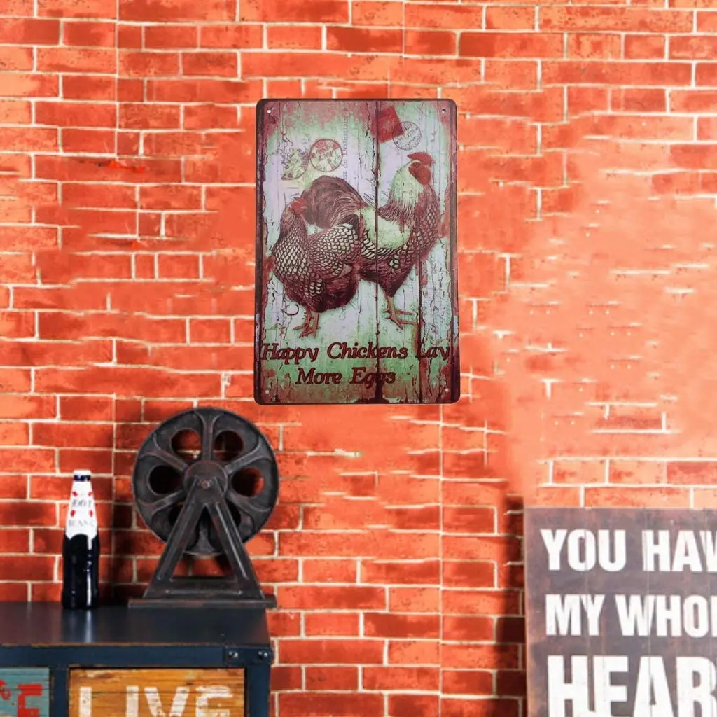 

AIQIBAO Metal Vintage Tin Sign Decor-Farm Fresh Eggs Chicken Wall Decor for Kitchen Home Garage Bar Pub Outdoor Retro Art Sign