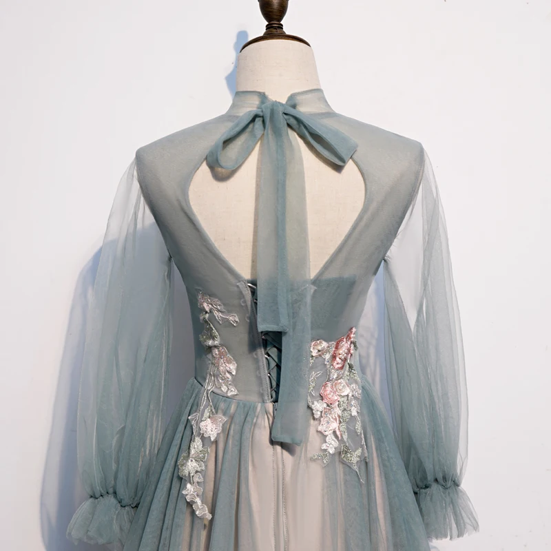 Элегантное длинное вечернее платье в сеточку женское Qipao Robe De Soiree с аппликацией и