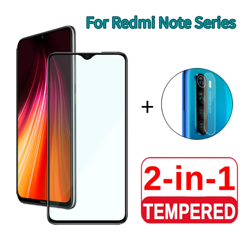 2 в 1 закаленное защитное стекло для камеры Xiaomi Redmi Note 6 7 8 Pro объектив полное