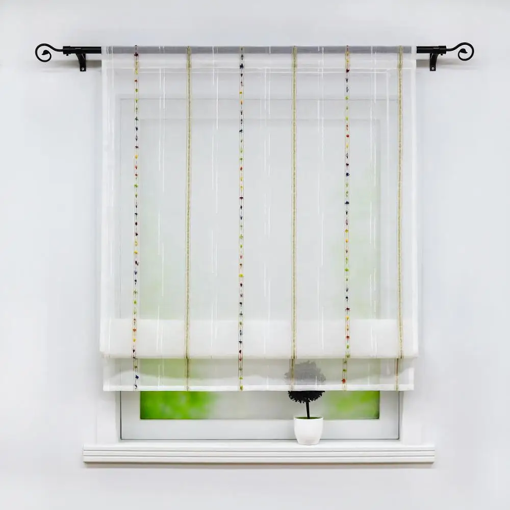 Римские шторы в полоску прозрачные оконные для балкона вуаль драпировка