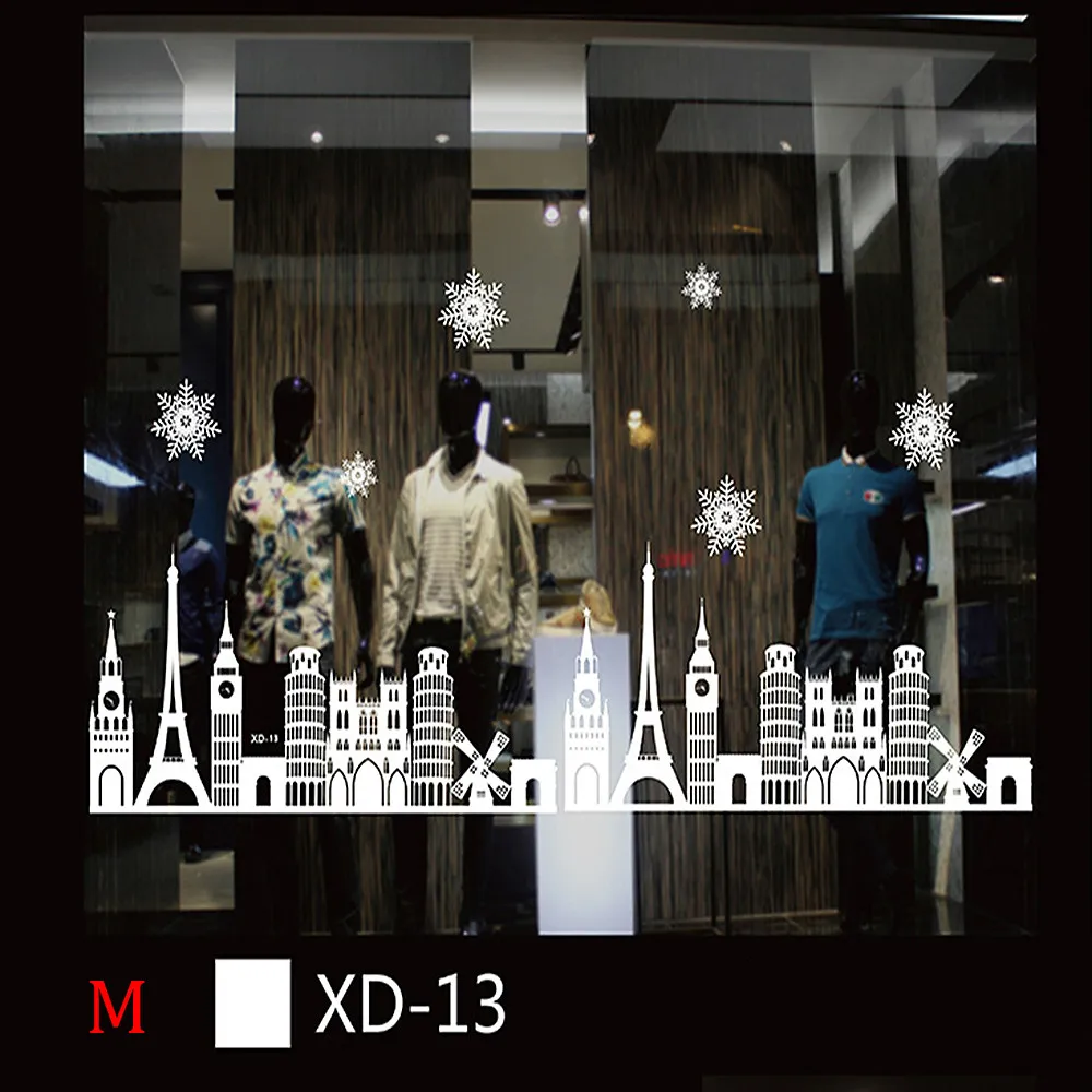 Новогодние новогодние наклейки на окно украшения для ресторана торгового центра