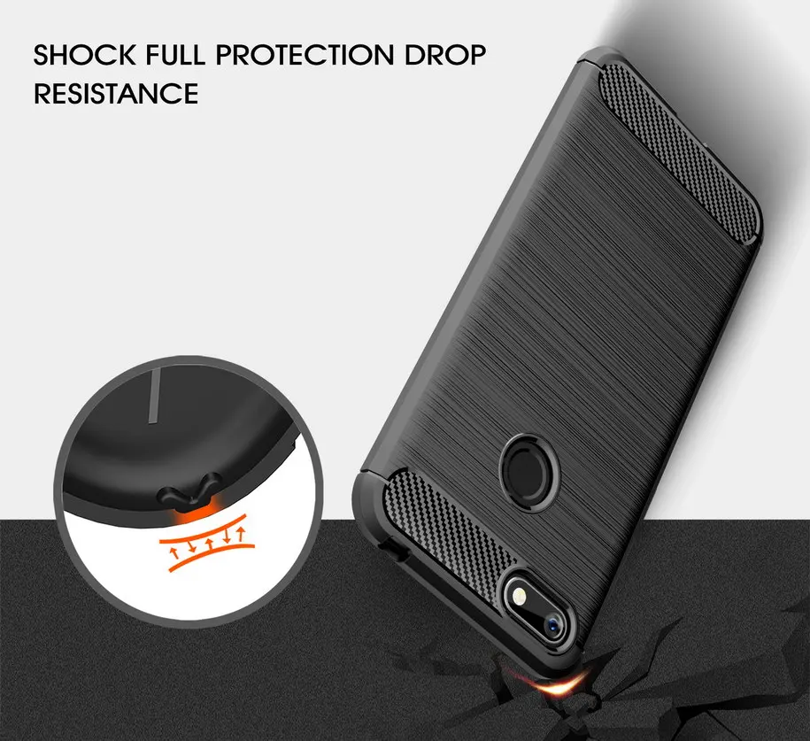 Чехол для Motorola Moto E6 Play силиконовый углеродное волокно | Мобильные телефоны и