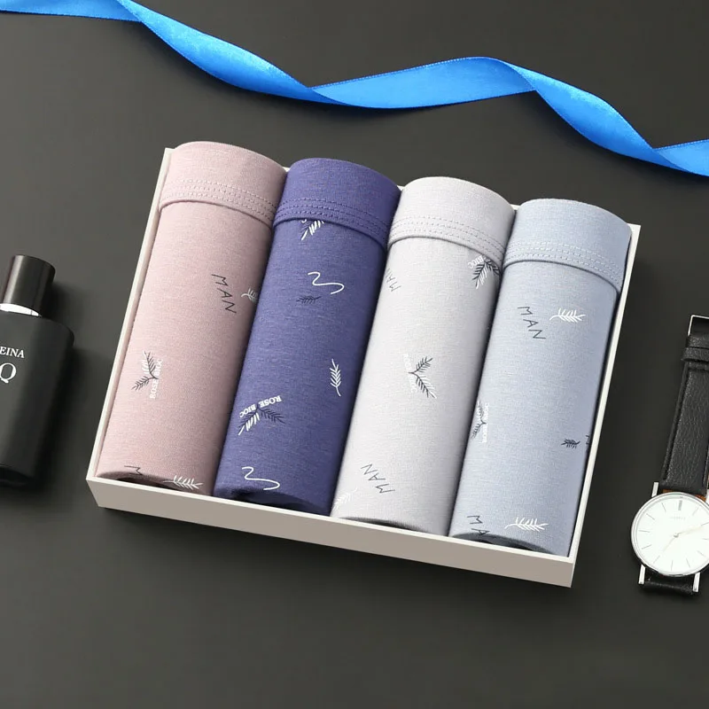 4pcs Boxer Shorts Underpants man Men's Panties Men Boxer Underwear Cotton for Mae Coupe Sexy Set Caecon arge Size ot Soft