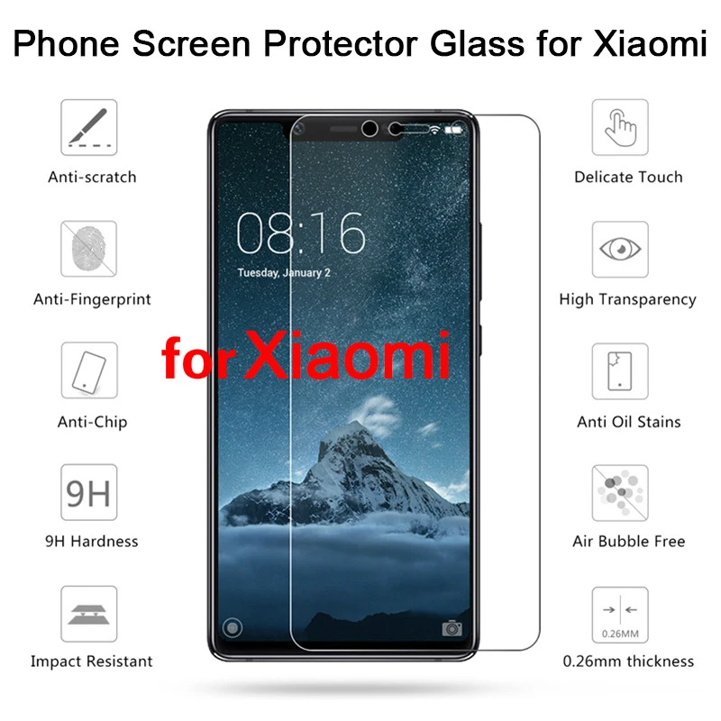 9H Screen Protector for Xiaomi Mi A2 Lite A1 HD Hard Tempered Glass on Xiomi Mi A3 CC9 CC9e Pocophone F1 Front Protective Film