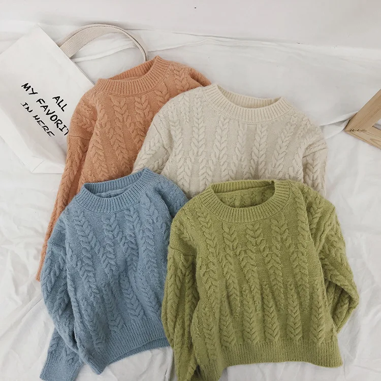 Осенне-зимний хлопковый пуловер с круглым вырезом детская одежда свитер для