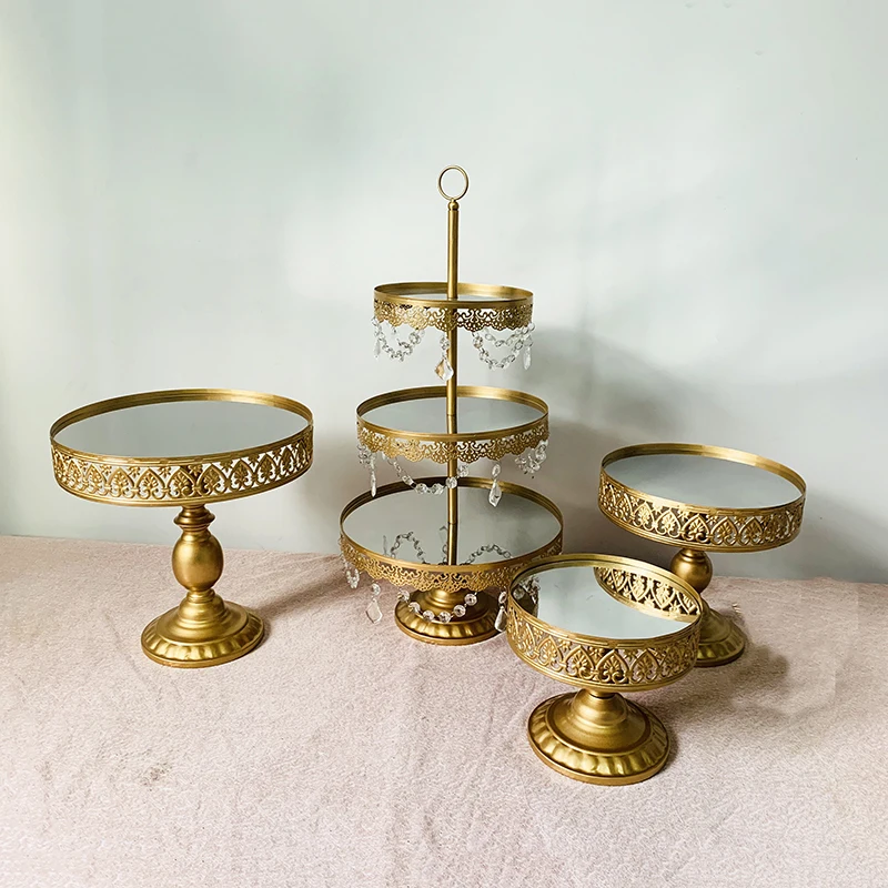 4pcs in set Подставка для торта круглая подставка для кекса металлическая подставка для десерта подставка для торта Золотая - Цвет: 4pcs in set