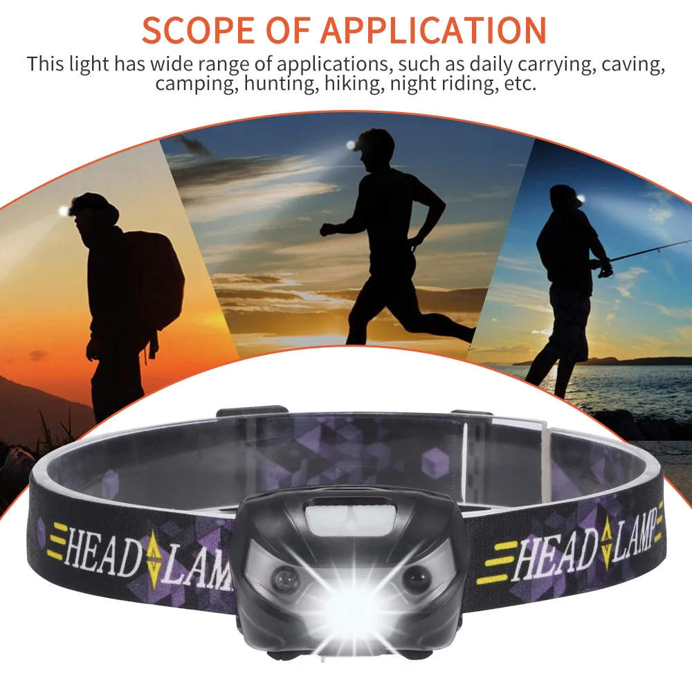

New Headlamp USB Rechargeable LED Headlight Induction Head Flashlight Outdoor Camping Hiking Night Light Torch Light Lamp
