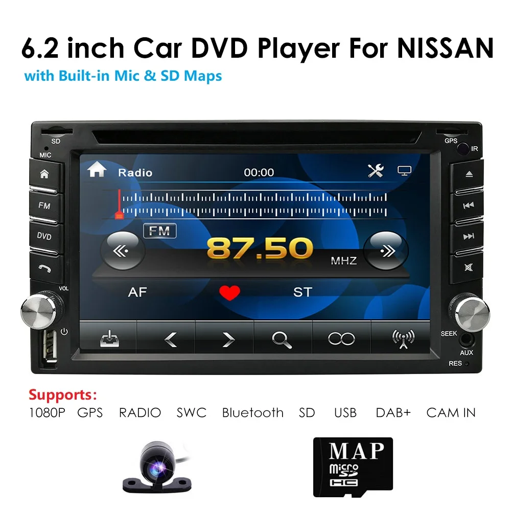 Автомобильный DVD-плеер с сенсорным экраном 6 2 дюймов подходит для SENTRA TIIDA QASHQAI SUNNY