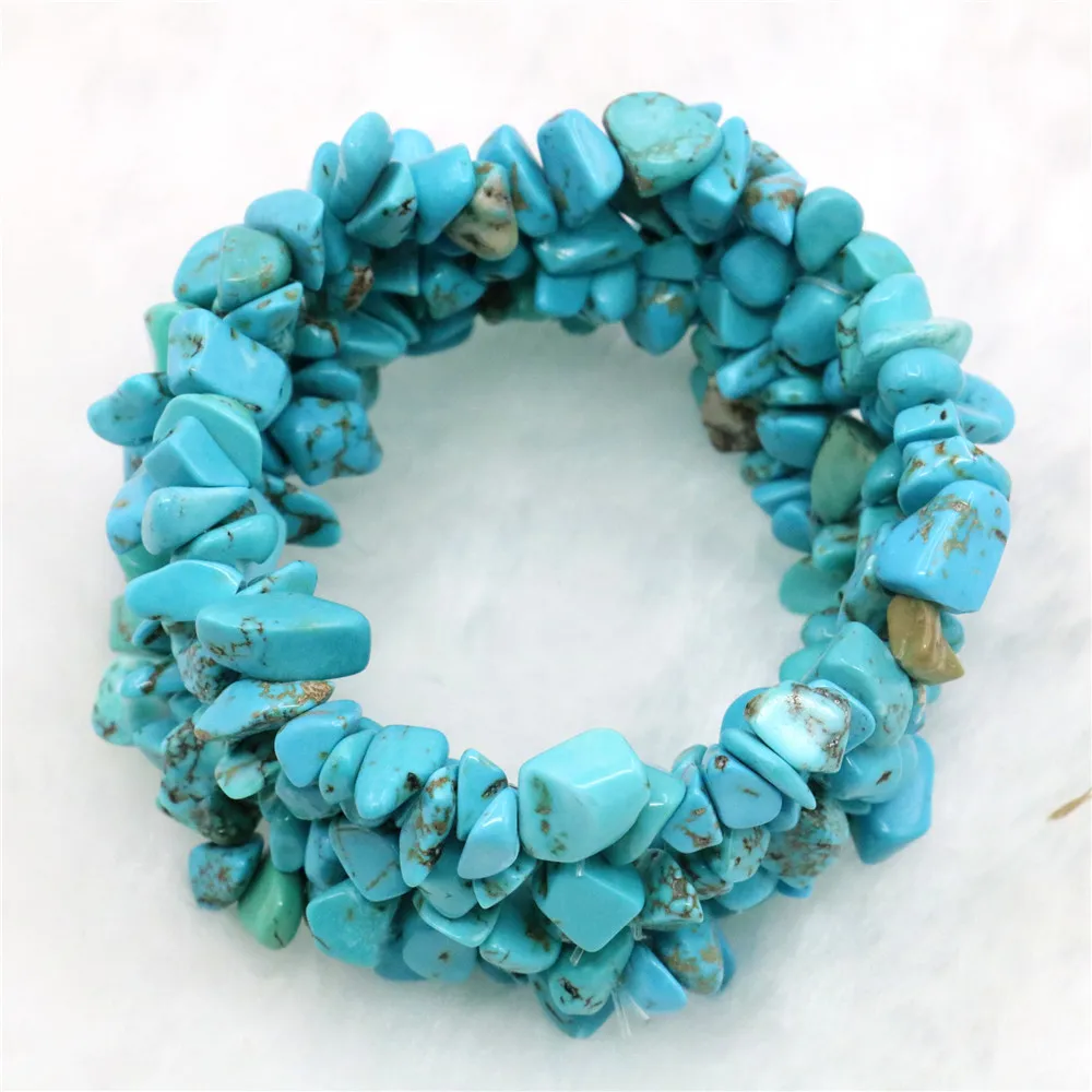 Модный Ретро браслет около 5x7 мм голубой бирюзовый гравий неправильной формы