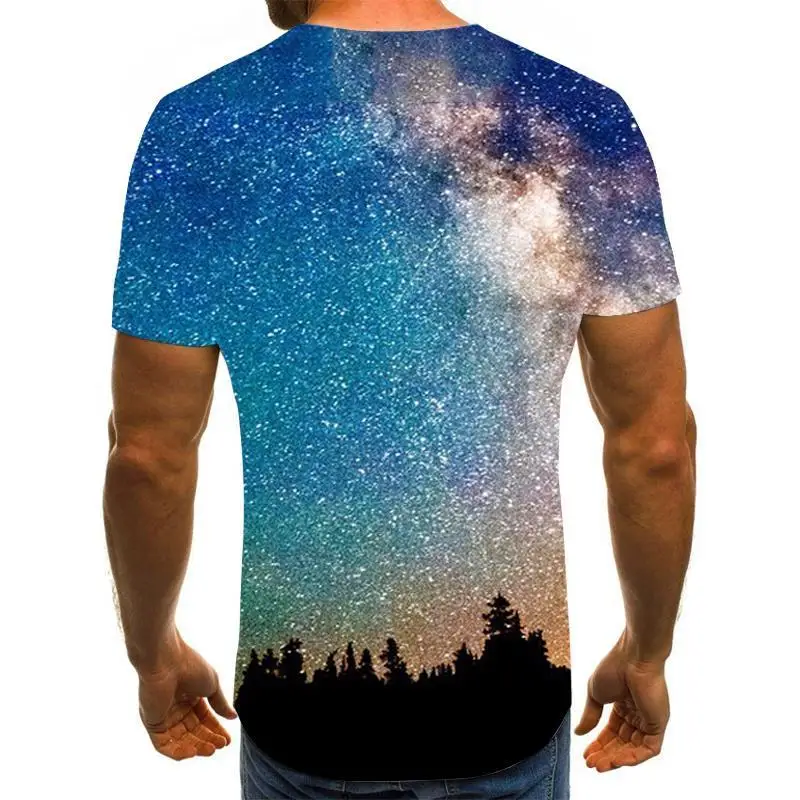 

2021 new fashion men's T-shirt beautiful starry sky tops 3D printed short sleeve summer round neck shirt trendy streetwear