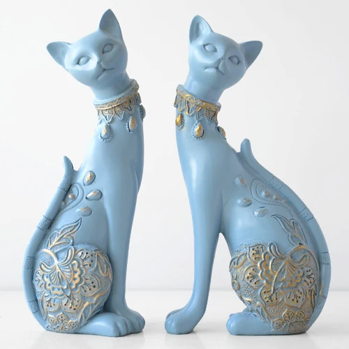 

European Cute Resin Cat Figurines Home Decoration Creative Wedding Gift Crafts Animal Statues Home Room Table Sculptures Decor