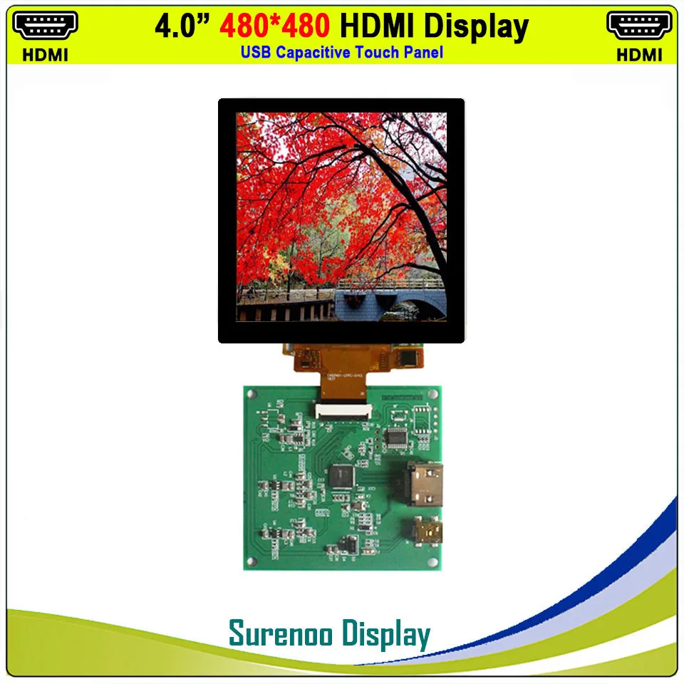 4.0" 720X720 / 480X480 1:1 HDMI-Compatible to MIPI IPS LCD Module Monitor Screen with USB Capacitive Touch Panel | Электронные