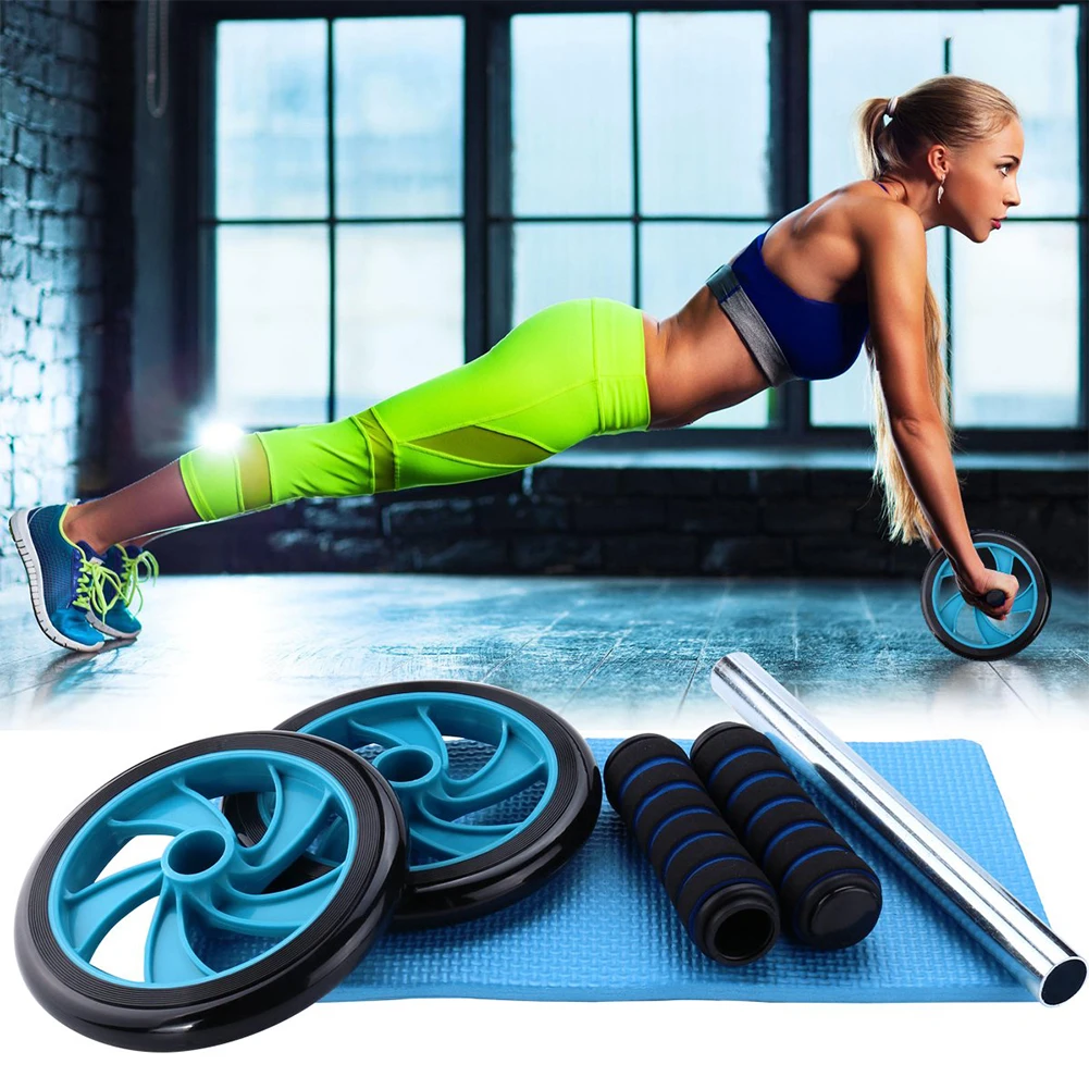 Muscle Exercise Equipment Double Wheel Roller Abdominal Workout Fitness with Knee Pad Ab Rollers Gym Trainer | Спорт и развлечения