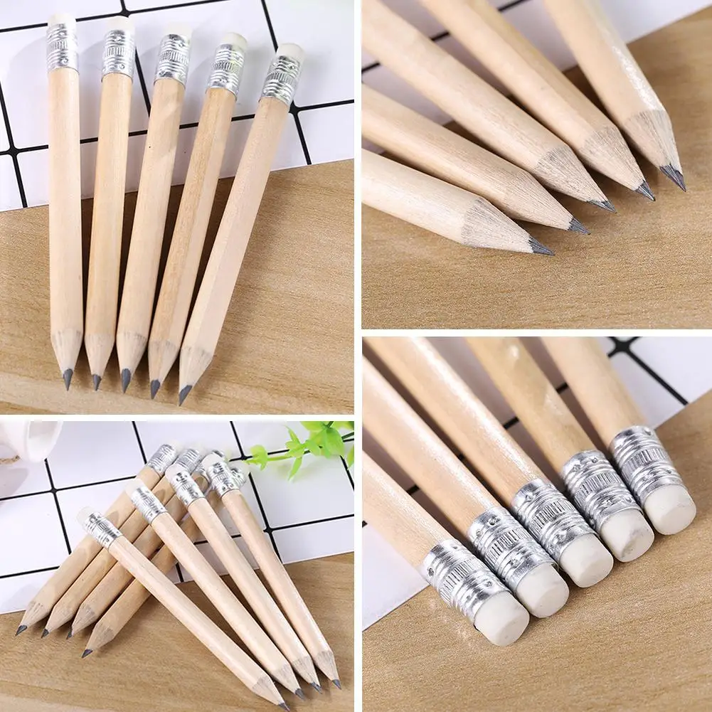 

1pcs Mini Wooden Pencils with Eraser HB Black Lead Standard Set Painting Writing Pencil Tool Supplies Drawing Stationery Sc A6V1