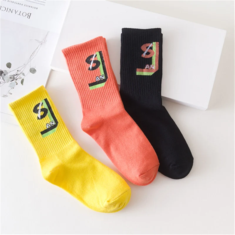

5 пар/упаковка, женские хлопковые носки с надписью