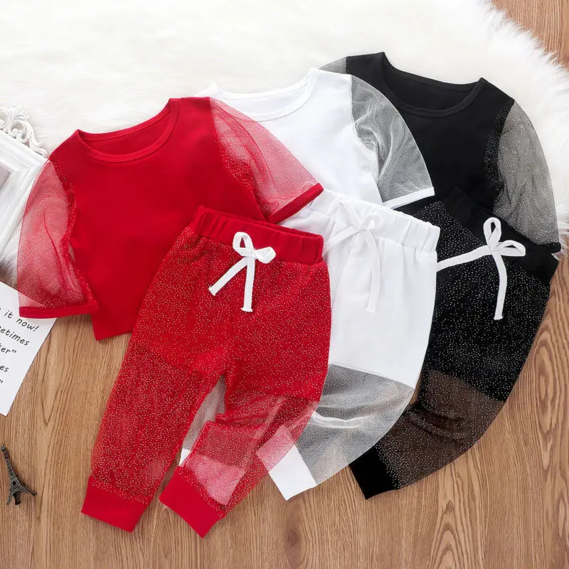 Модные комплекты одежды для маленьких девочек милая детская газовая футболка со