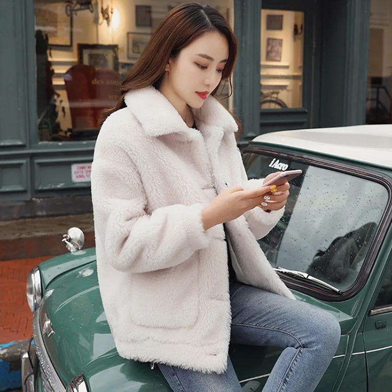 Модное женское пальто из искусственного меха Осень-зима 2019 Толстая теплая куртка