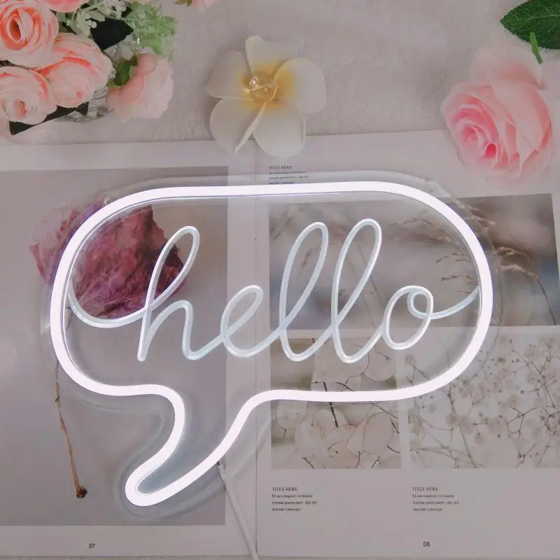 

Hello LED Neon Light Sign Letters Neon Sign Wedding Holiday Christmas Party Wedding Decorations Home Wall Decor Neon Lamp Gifts