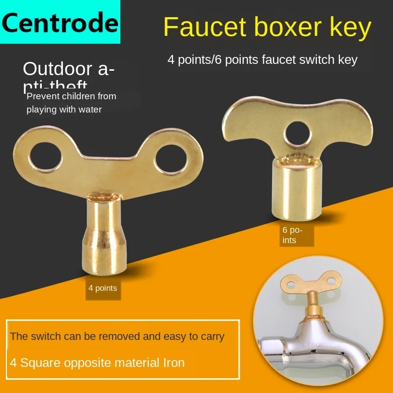 

Faucet key with lock, inner corners, 6mm, outdoor tap water, anti-theft, outdoor square 1/2 IN switch handle