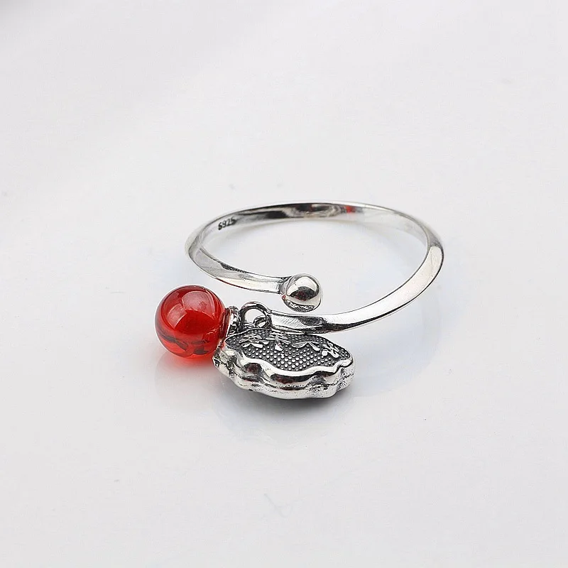 

edition fashion openings s925 pure silver ring offered new on female pomegranate red zirconium retro Thai silver rings