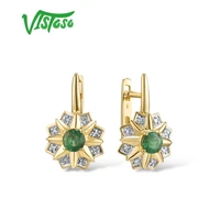vistoso gold earrings for women 14k 585 yellow gold sparkling emerald luxury diamond wedding anniversary elegant fine jewelry