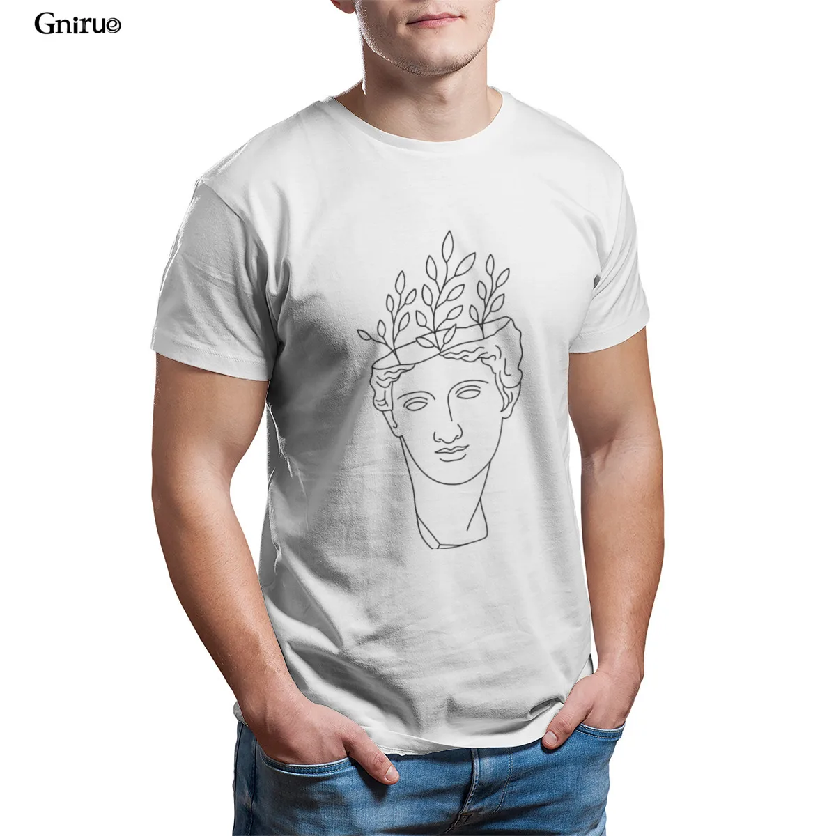 

Wholesale Female face statue with plants Mens Organic T-Shirt Printing Short Sleeve Groot Vintage KoreanStyle 87983