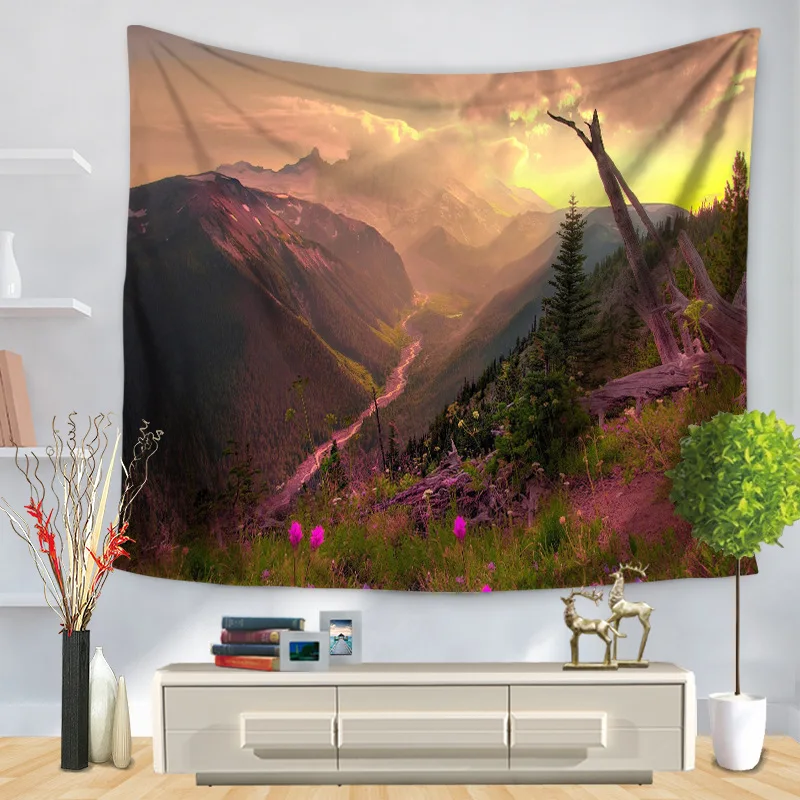 Настенный подвесной гобелен с мандалой природный пейзаж Лесной художественный