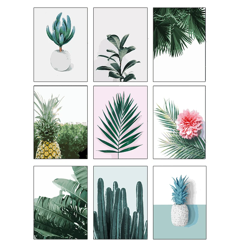 

Nordic Flower Plant leaf Canvas Painting Fleshy Pineapple Poster and Print Wall Art Modern Living Room Fresh Home Decor Picture