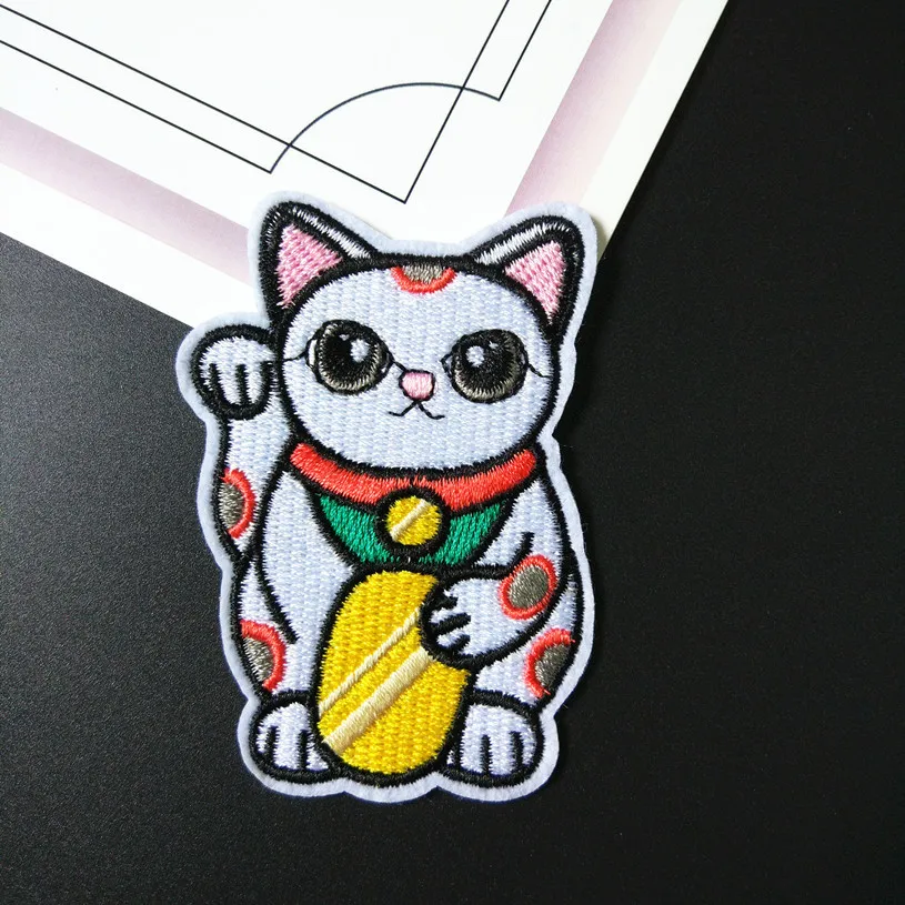 1SET Japanese vintage Style Fortune Cat Scarp Salmon Sushi Embroidery Cloth Pasted Brooch Iron on patches Sew On Applique Badge | Дом и сад