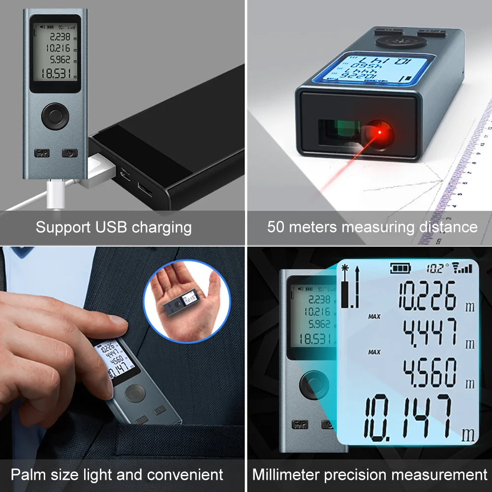 Homatter Laser Distance Meter 30M 40M 50M 60M Rangefinder Mini USB Charging Multifunction Trena Range Finder | Инструменты