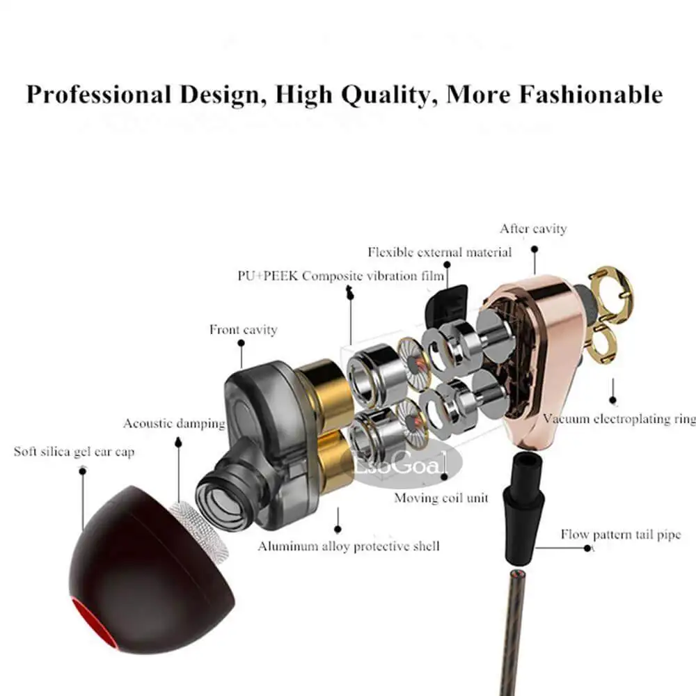 Наушники-вкладыши с двойным движением и мощным басом |