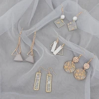 2020 new fashion womens earrings round square triangular shape acrylic geometric tassels stud earrings for women jewelry gifts