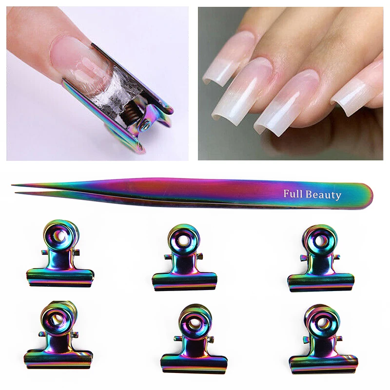 Curve C Nail Pinching Clips French Nail Form Tips Tweezers Stainless Steel Acrylic Nails Extension Pinchers Multi Function Tools
