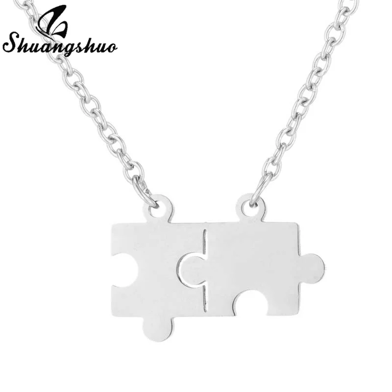 Shuangshuo женское ожерелье головоломка из нержавеющей стали с подвеской лучший друг