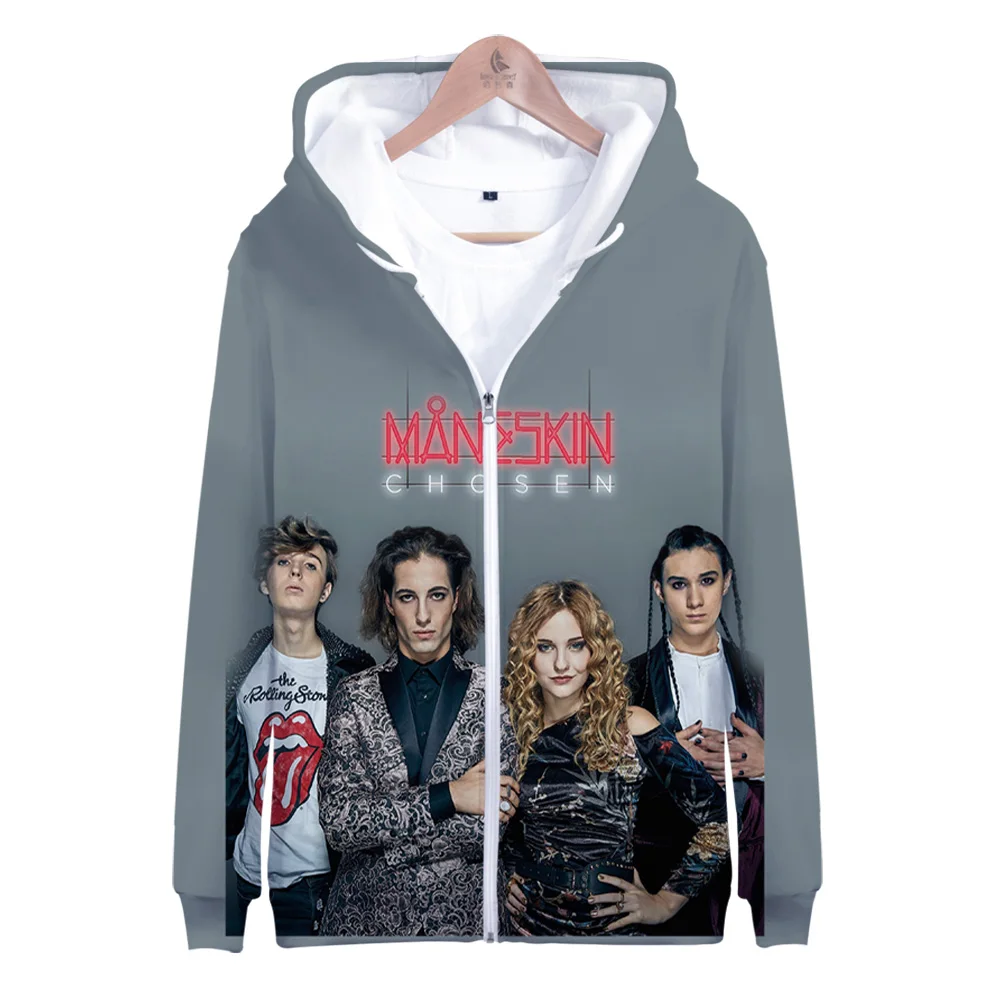 Толстовка Maneskin с 3D принтом для мужчин и женщин свитшот на молнии длинным рукавом