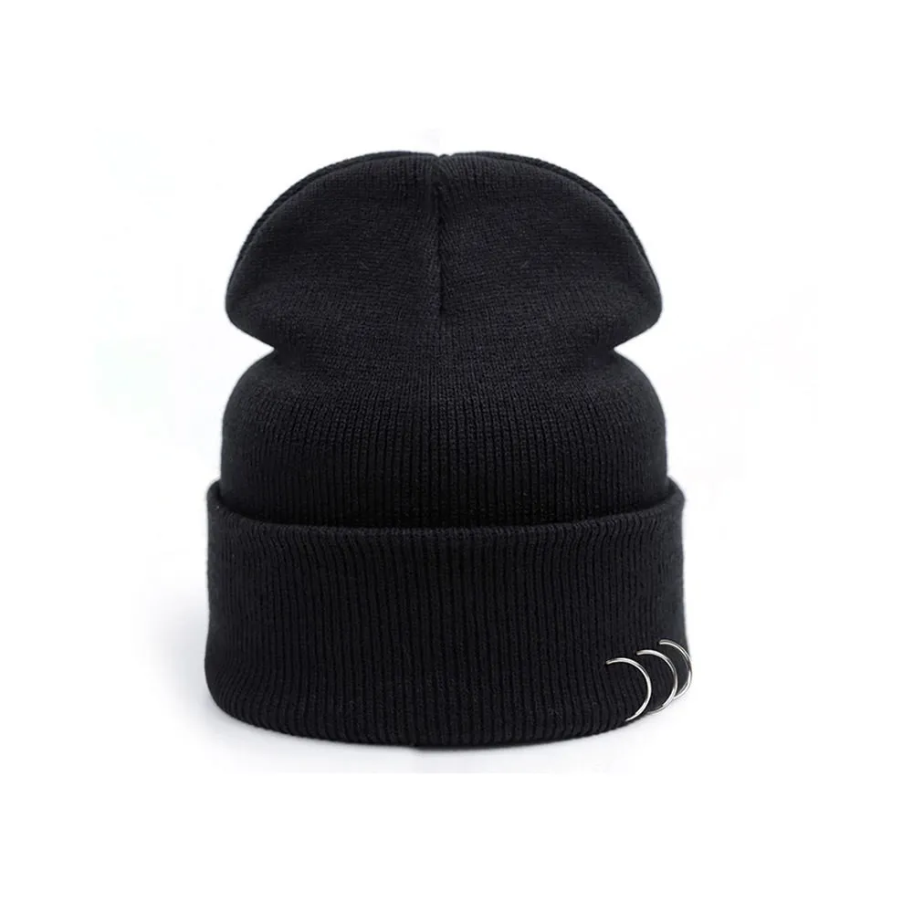 Модная черная шапка бини Круглая Шапка шапки в стиле Харадзюку Стиль железное