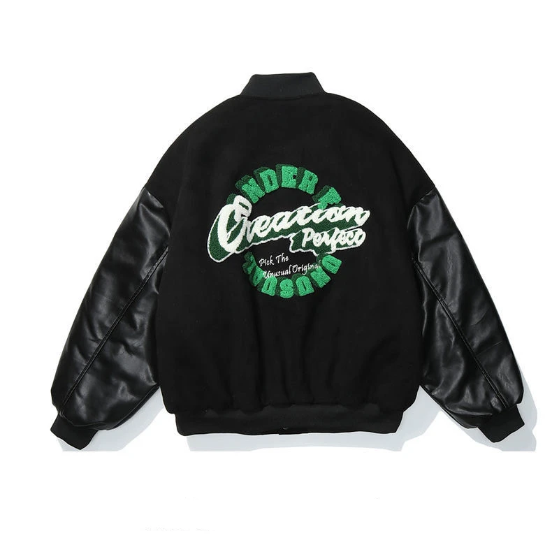 

Embroidery Jacket Women and Men Flocking Baseball Jacket Winter Women Vintage Cotton Coat Autumn Loose Print Womens Windbreaker